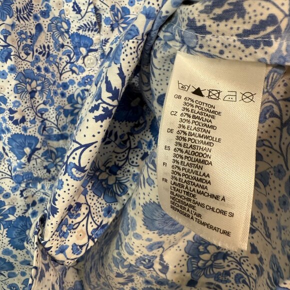 H&M Blue & White Floral Button-Down Shirt Womens Size 8 - Picture 6 of 7